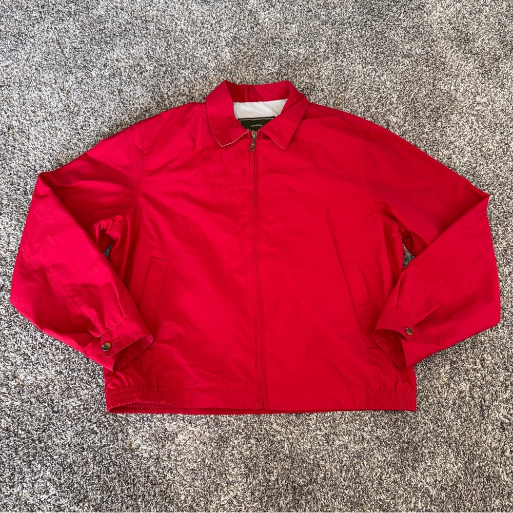 VTG Eddie Bauer Outdoor Red Windbreaker Jacket Lined Full Zip Large
